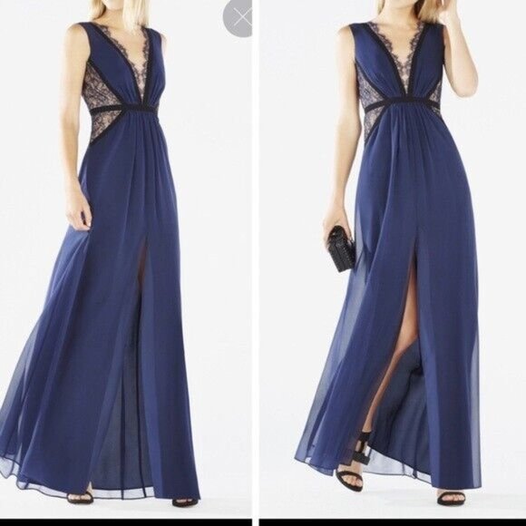 NWT BCBG MAXAZRIA Klarissa Gown, 100% Silk, Size 2, Navy Blue (new with tags) - Picture 9 of 10